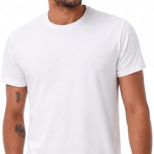 Ogochi Camiseta Masculina Básica Slim Algodão Branca