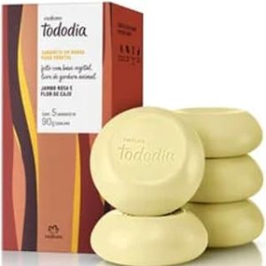 Natura tododia Sabonete em Barra Puro Vegetal, Jambo Rosa e Flor de Caju, 90g cada, 5 Unidades