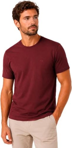 Camiseta Masculina OGOCHI Slim Fit 100% Algodão Manga Curta (BR, Alfa, G, Regular, Vinho)