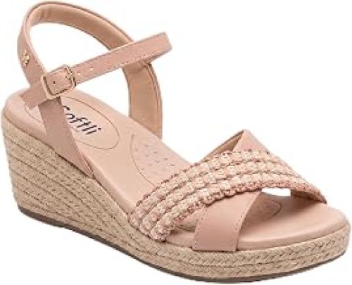 Sandália Feminina Softli Anabella Salto Corda Floater Lux Nude Rosê