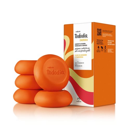Sabonete em Barra Puro Vegetal Tododia Energia Flor de Gengibre e Tangerina 5 un de 90 g